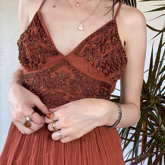 Beaded orange dress (crosslist on depop) - Picture 3 of 3